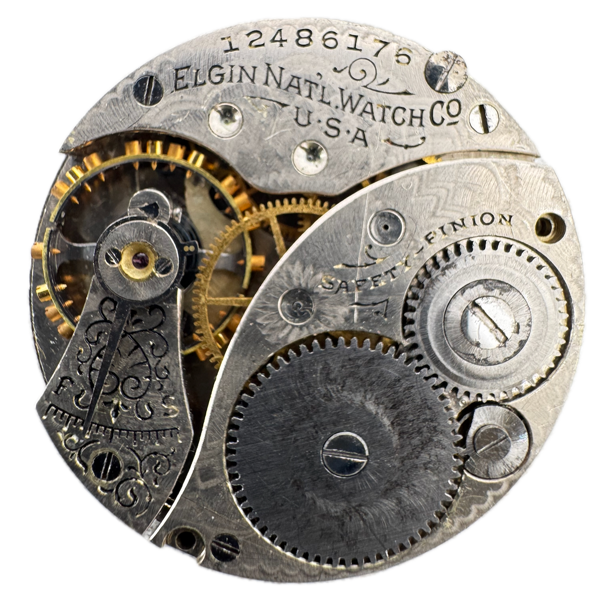Antique 0s Elgin Multicolor 7j Mechanical Hunter Pocket Watch Movement 320 USA