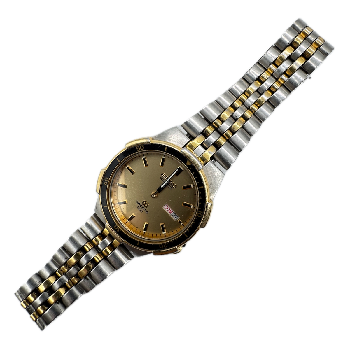 Vintage Seiko 5H23-8A79 SQ Diver Sports 150 Men's Quartz Wristwatch Gold Tone
