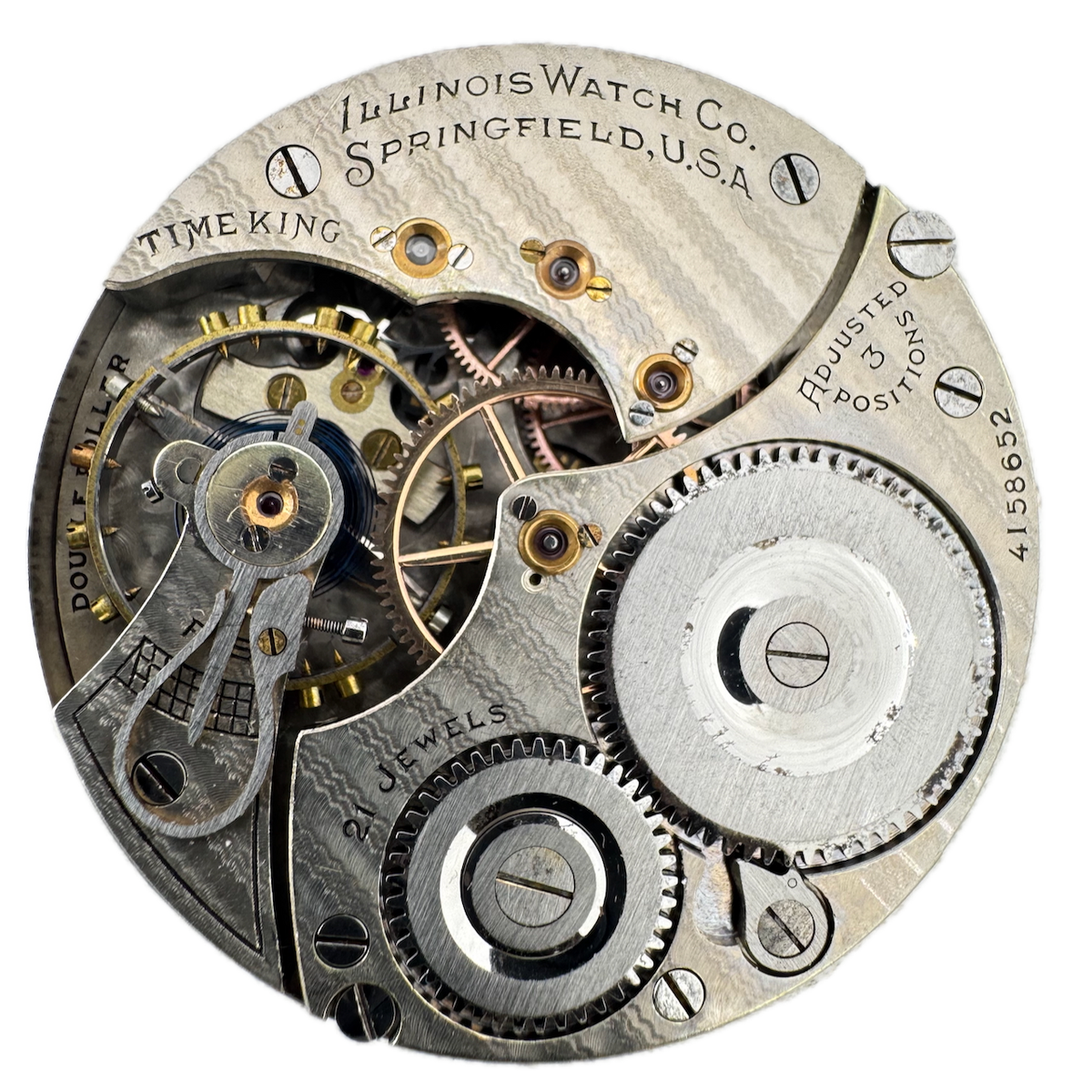 Antique 1922 Illinois Time King Mechanical Railroad Pocket Watch Movement 806