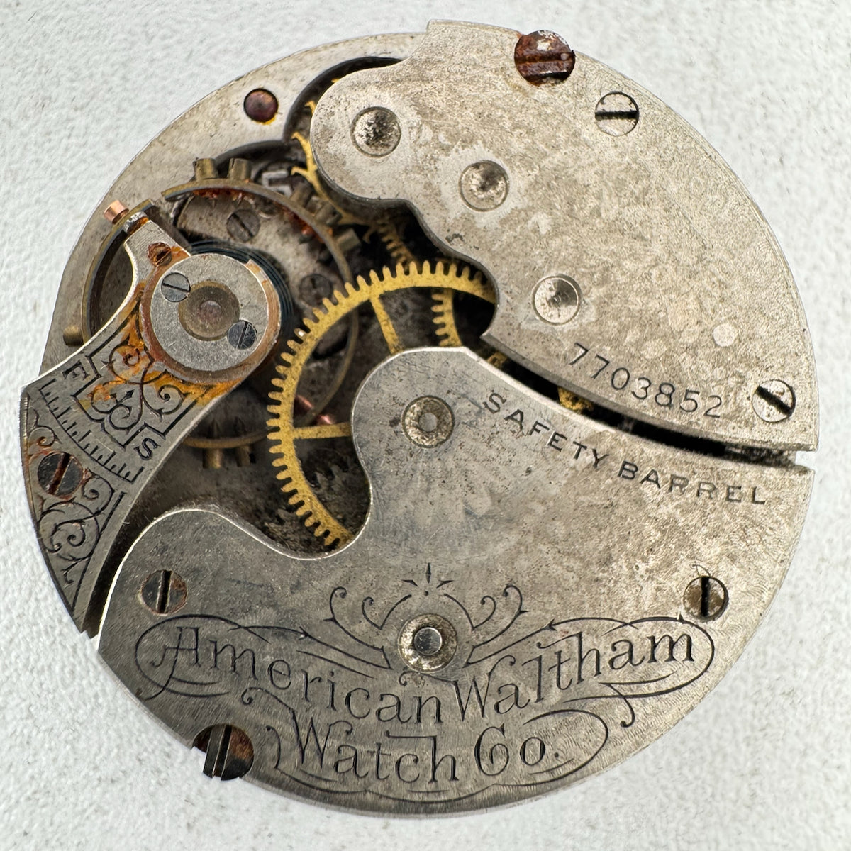 Antique 0s 1896 Waltham 7J Mechanical Open Face Pocket Watch Movement 61 USA