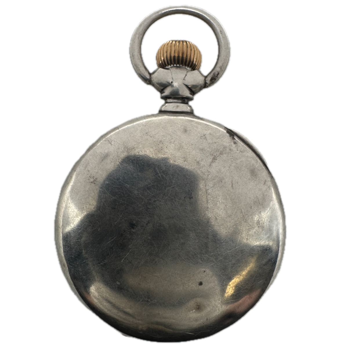 Antique 18 Size Crescent Open Face Pocket Watch Case Sterling / .925 Silver USA