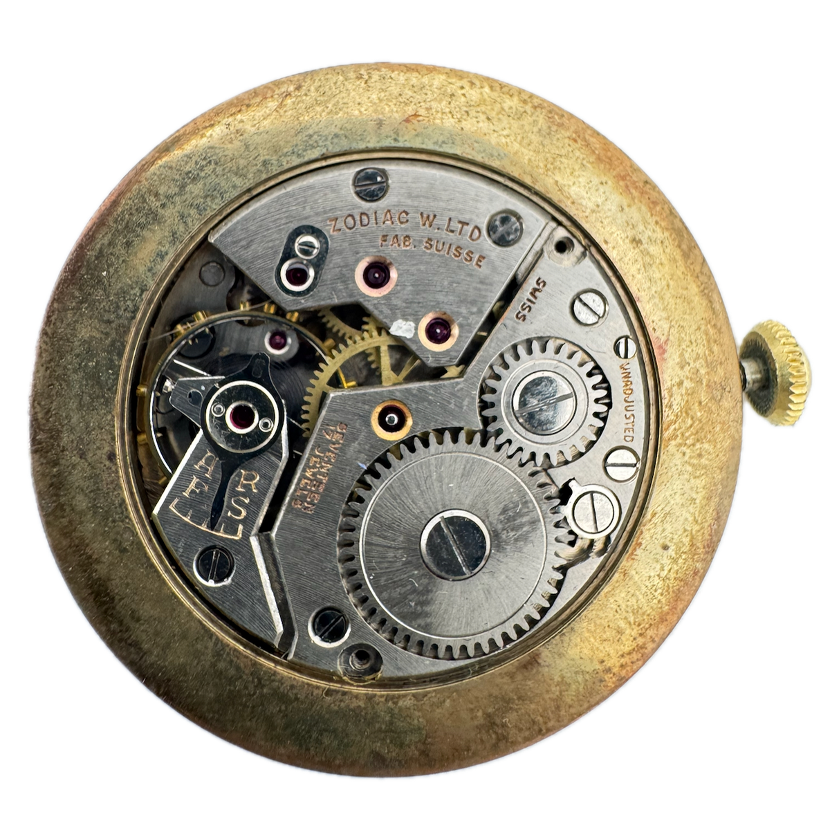 Vintage 22mm Zodiac Silver Dial Mechanical Wristwatch Movement Swiss 18A