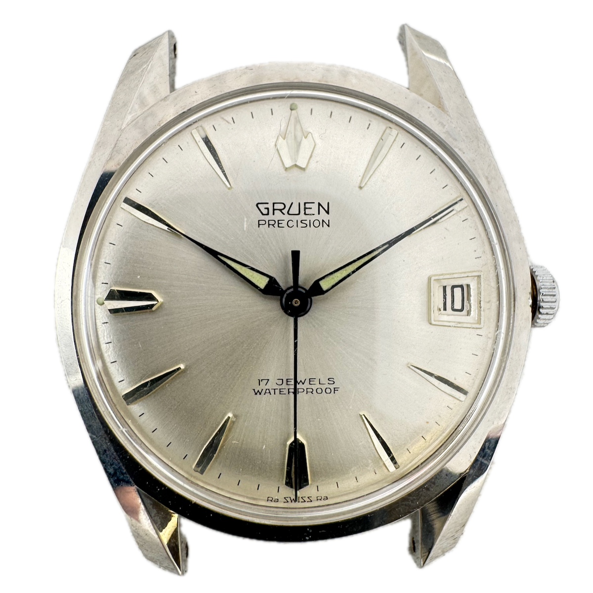 Vintage Gruen Salesman Men's Wristwatch Case for Mechanical 34mm Steel