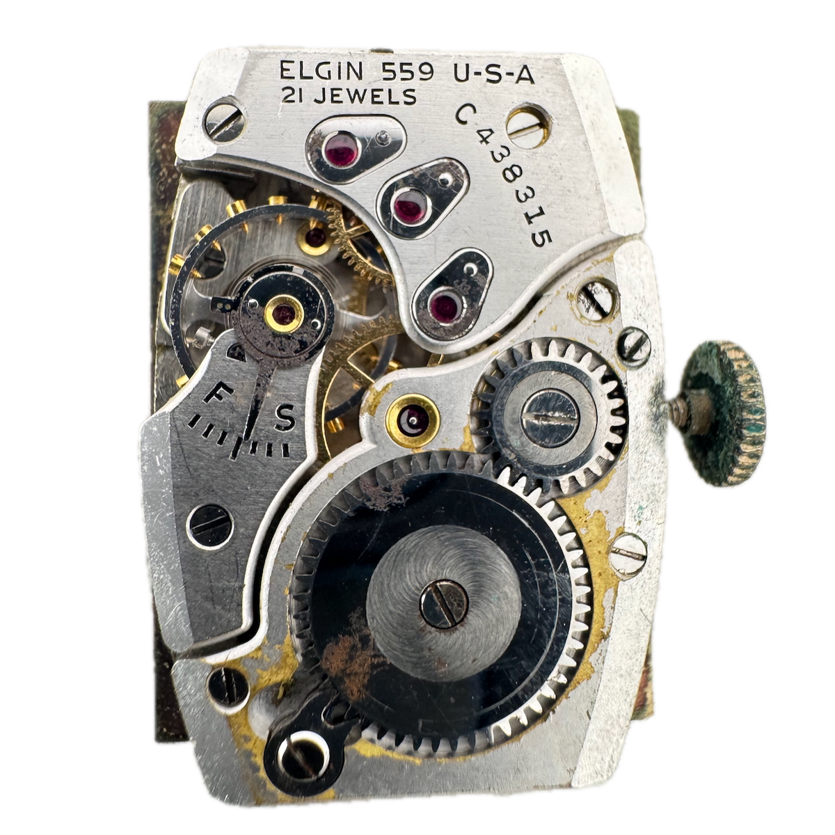 Vintage Lord Elgin 21 Jewel Mechanical Men's Wristwatch Movement 559 USA