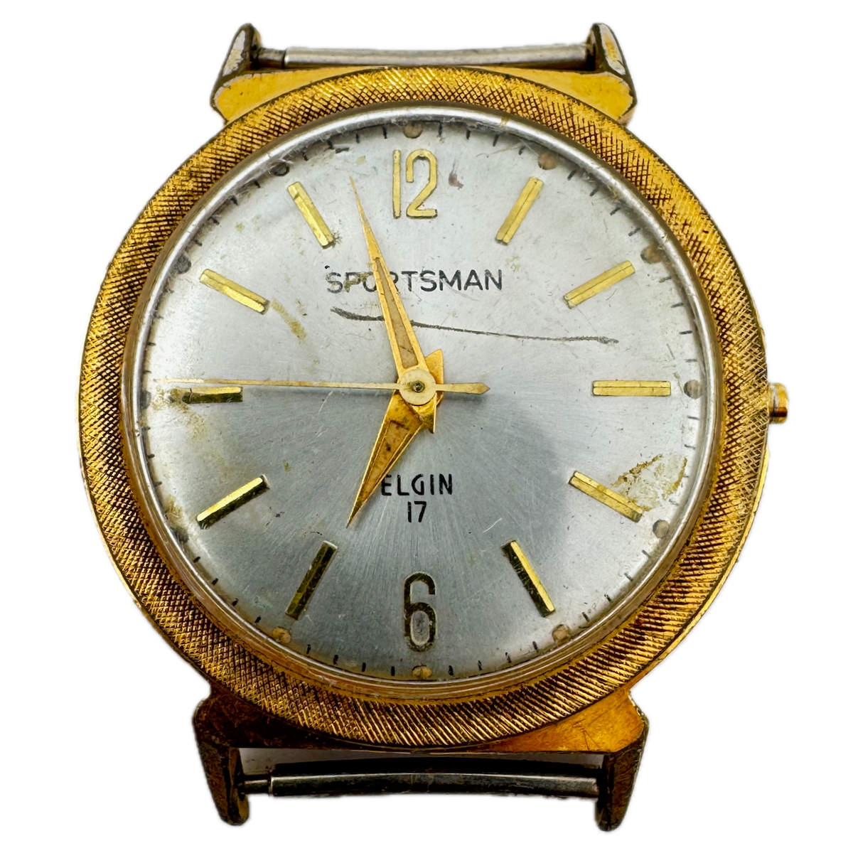 Vintage Elgin Sportsman Linen Men's Mechanical Wristwatch M 132 USA Gold Tone