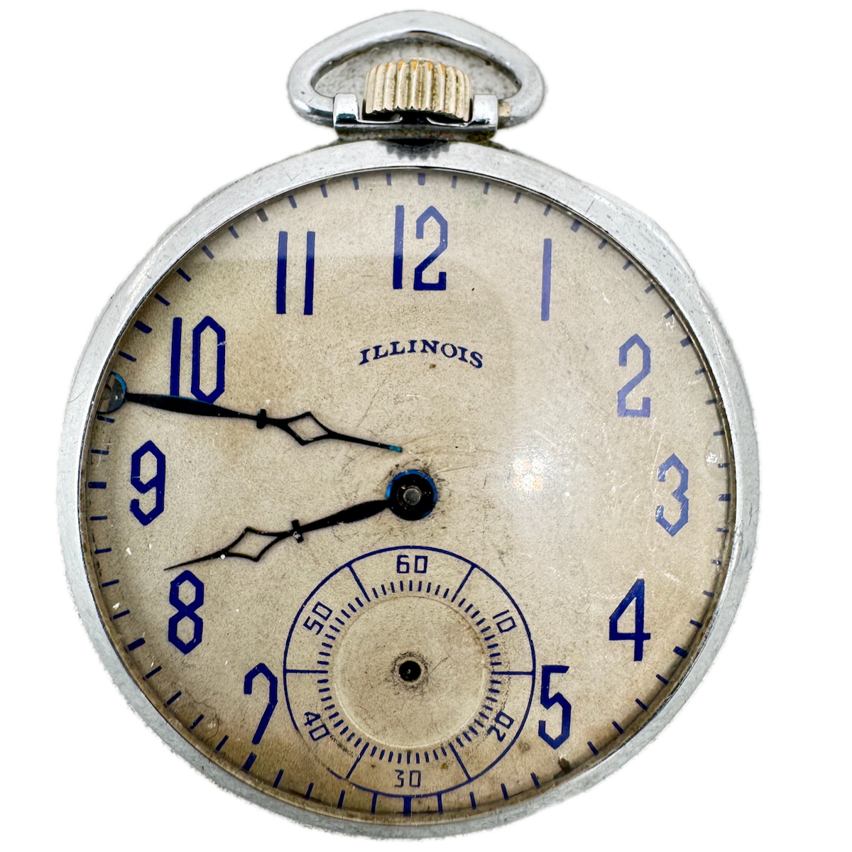 Antique 13s 1919 Illinois 21 Jewel Mechanical Pocket Watch 538 Chrome USA