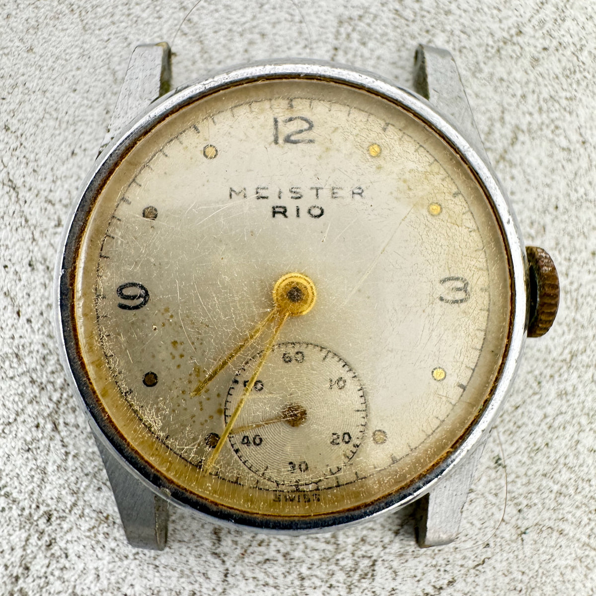 Vintage 26.5mm 1987 Meister Rio Gold Hands Men's Mechanical Wristwatch 66 Swiss