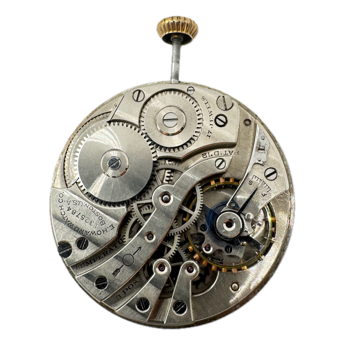 Antique 12s 1918 E. Howard Co Brushed 17 Jewel Pocket Watch Movement Series 7