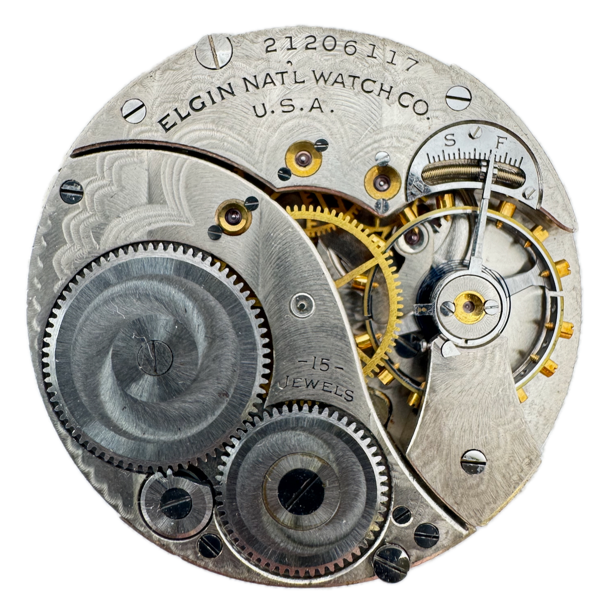 Antique 12s 1919 Elgin 15 Jewel Mechanical Pocket Watch Movement 315 USA