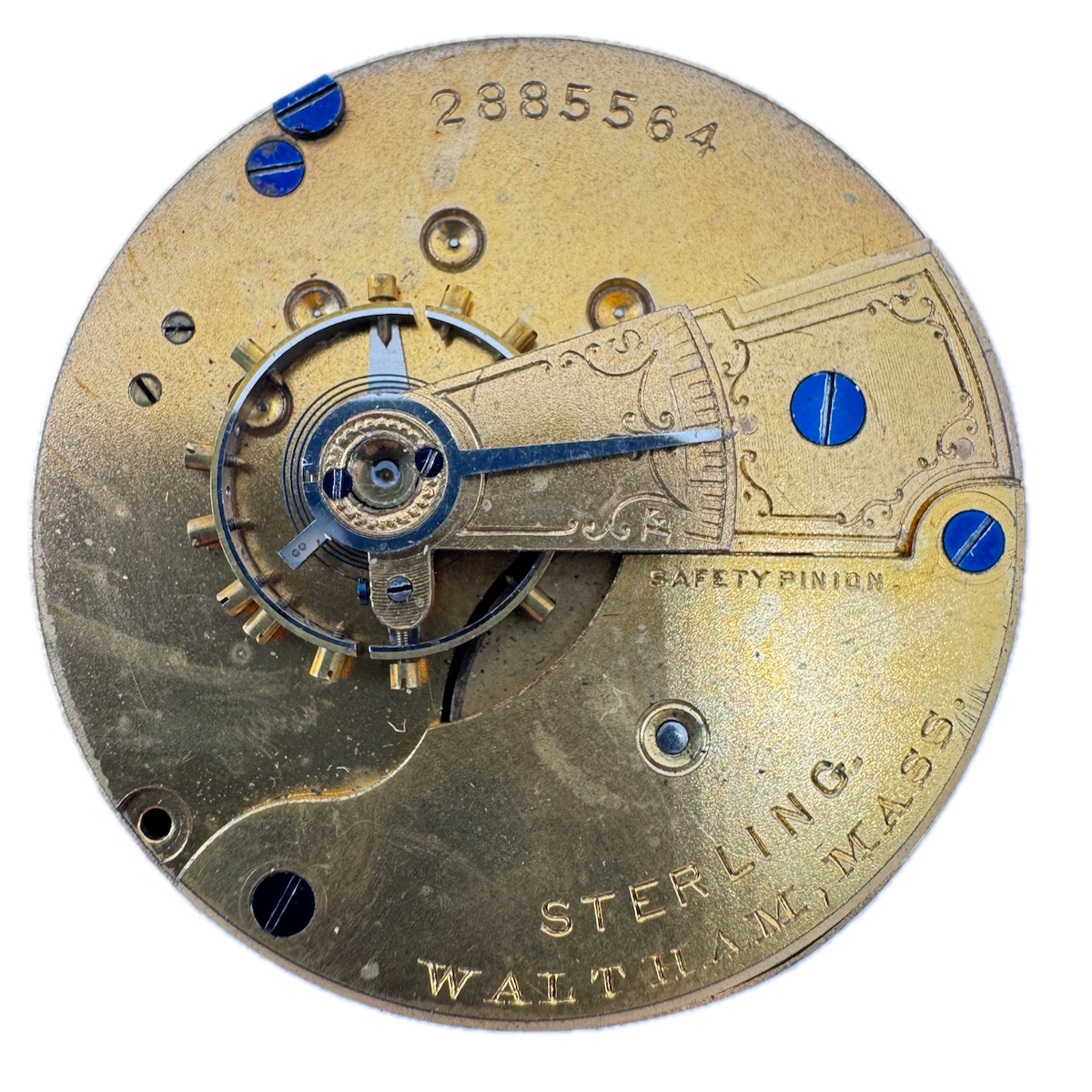 Antique 18s 1886 Waltham 7 Jewel Hunter Pocket Watch Movement Sterling USA