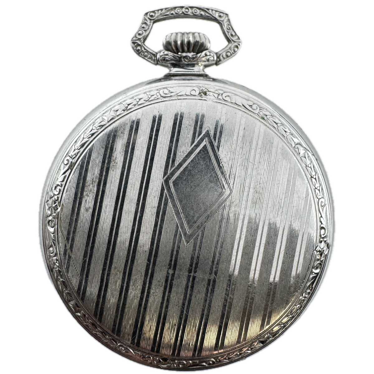 Antique 6s Star Emperor Open Face Pocket Watch Case Chrome Plated Pinstriped