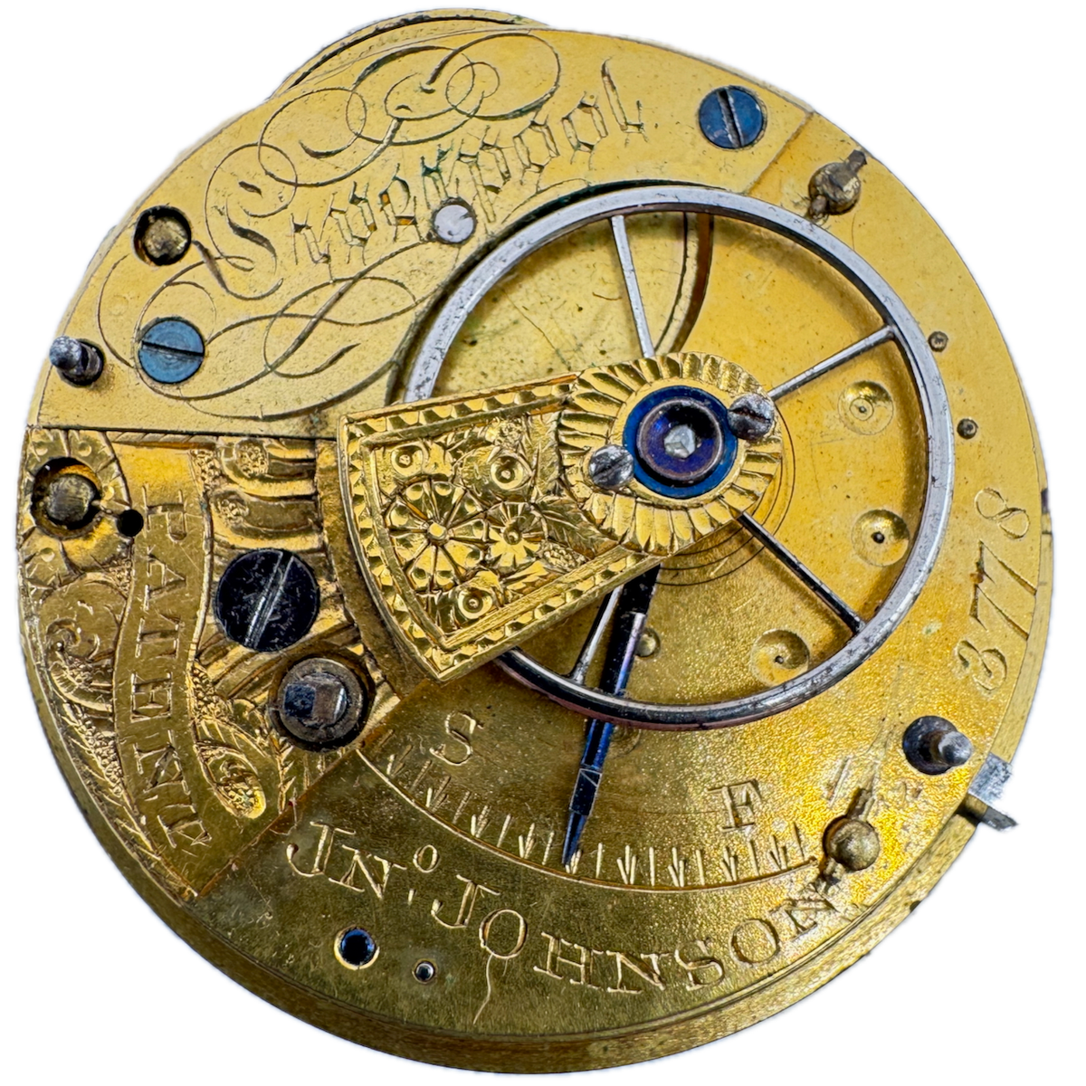 Antique 42.5mm Jn. Johnson Liverpool Key Wind Fusee Pocket Watch Movement