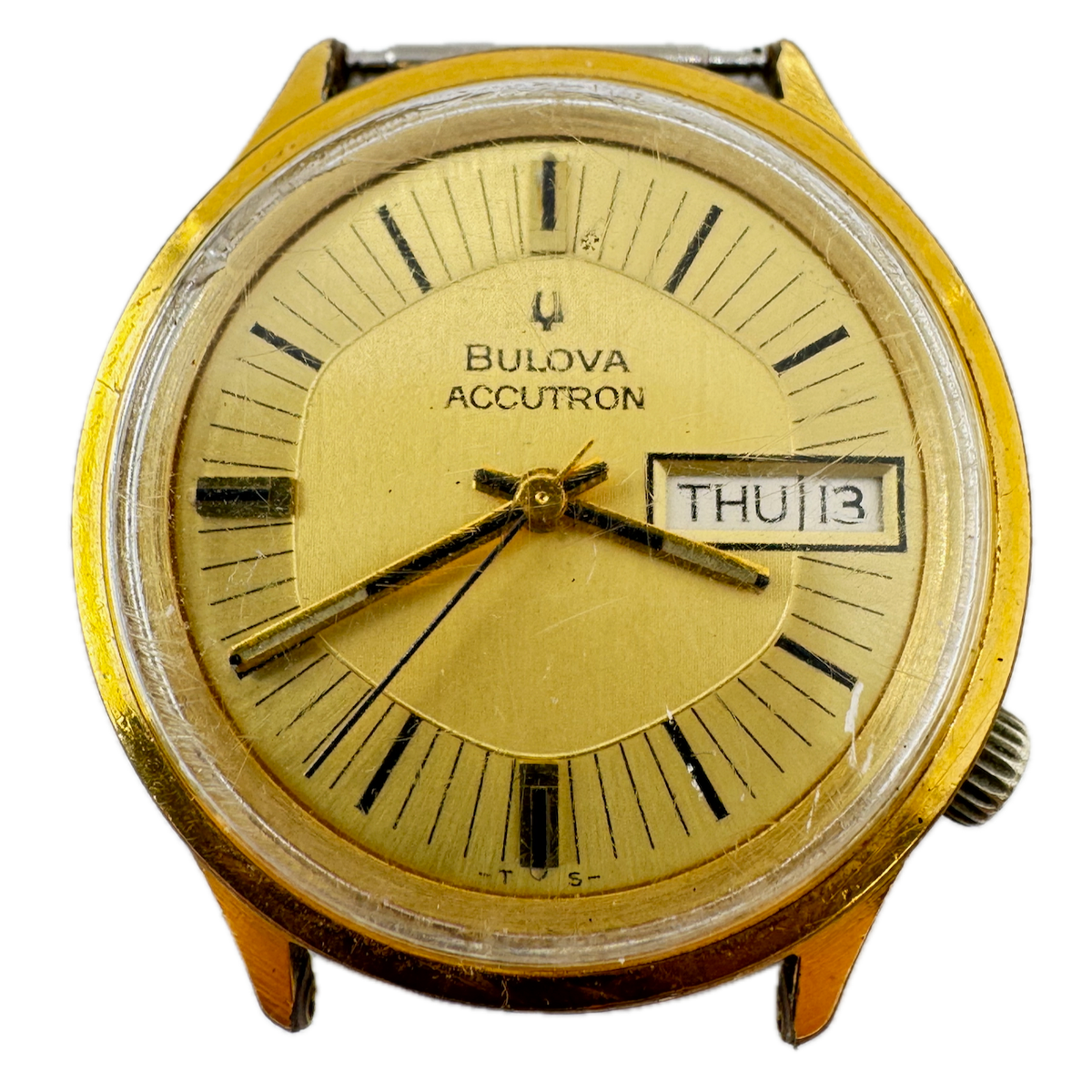 Vintage Bulova 7783-1 Day Date Men's Tuning Fork Wristwatch 218 Swiss
