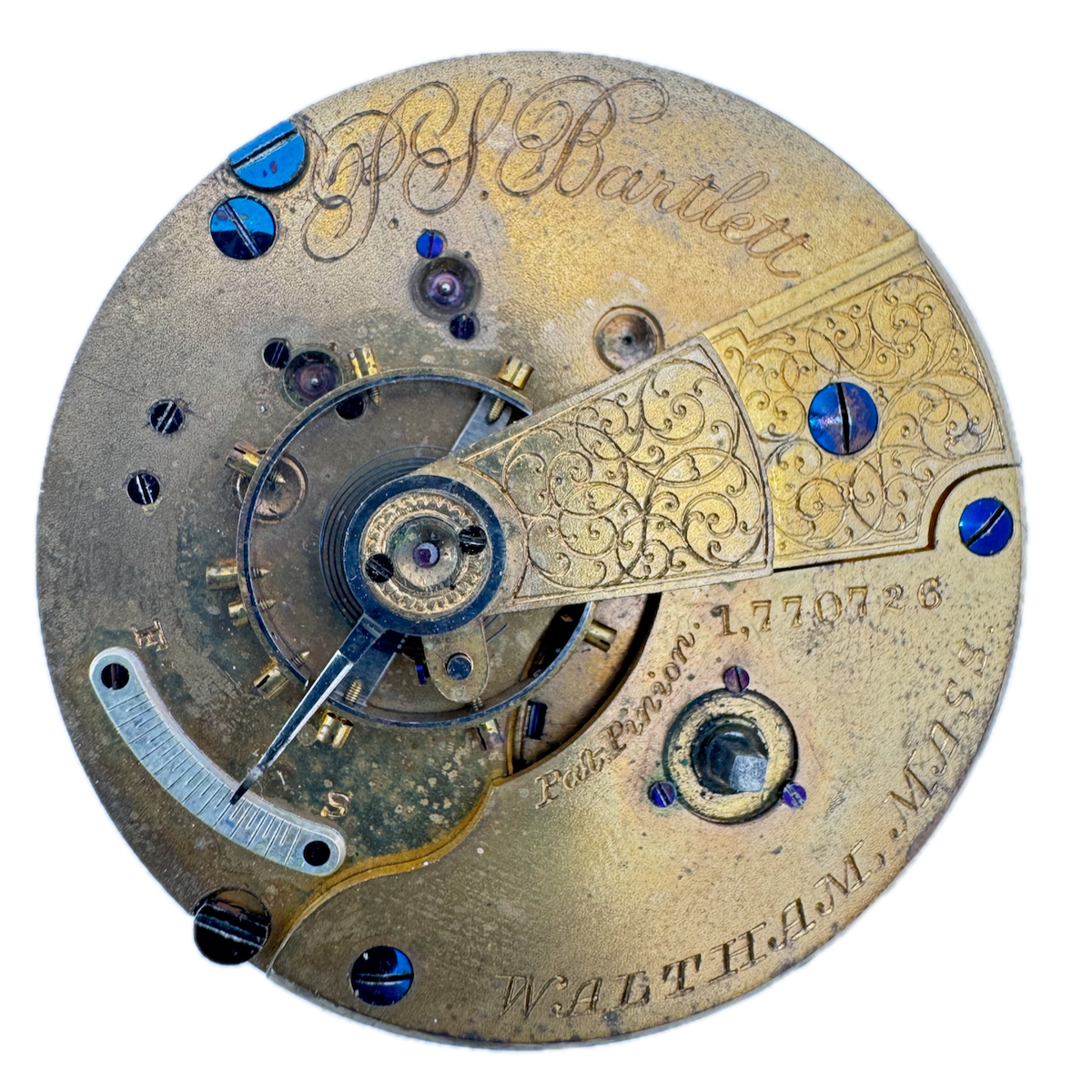 Antique 18s 1882 Waltham Mechanical Hunter Pocket Watch Movement P.S. Bartlett