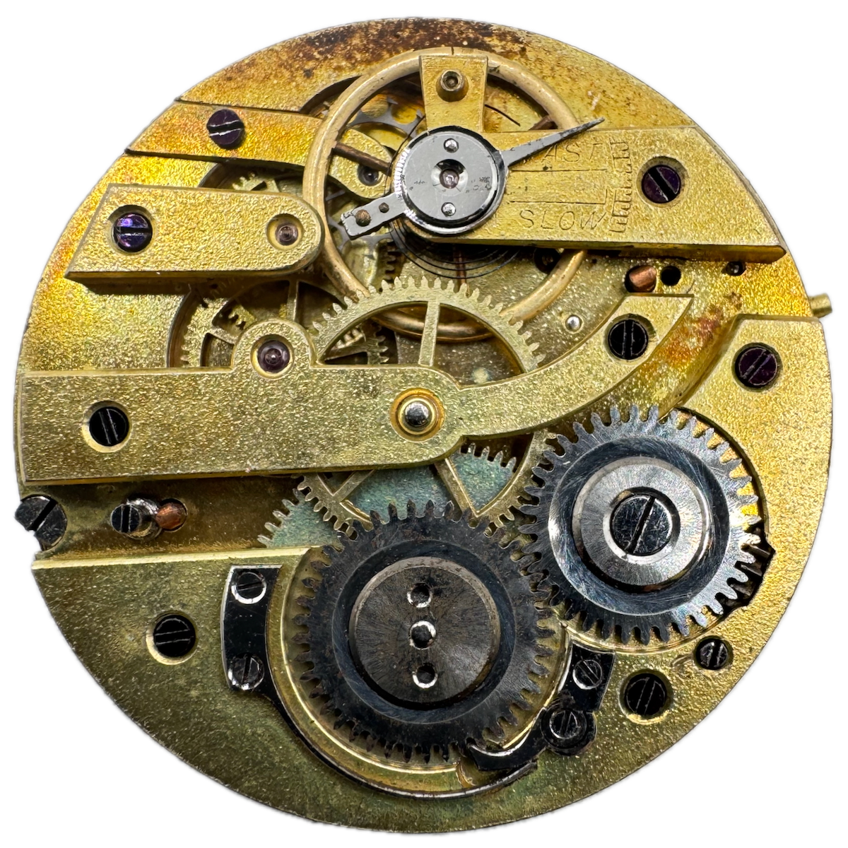 Antique 6s Gilt Dial Cylinder Escapement Open Face Pocket Watch Movement
