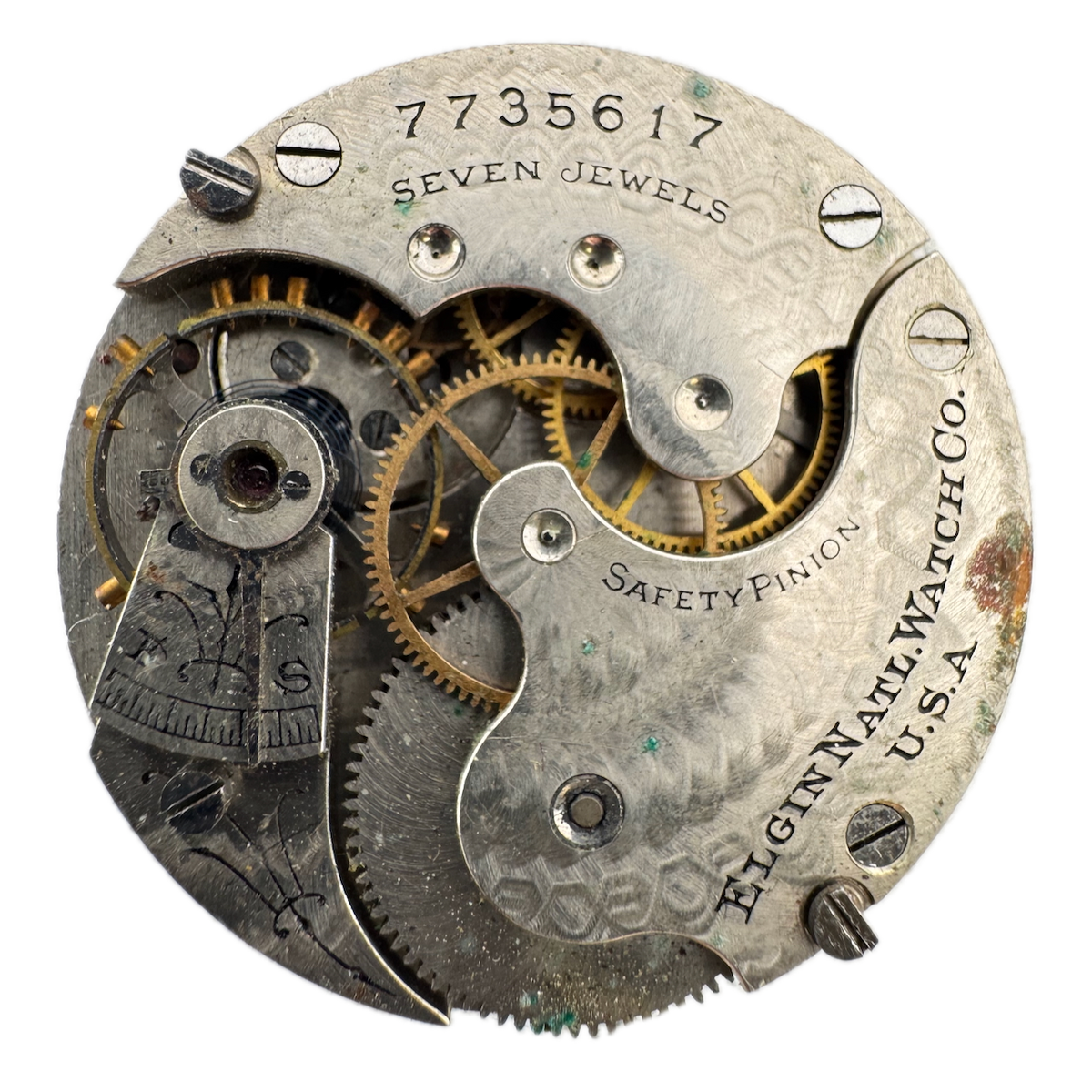 Antique 0s 1899 Elgin 7 Jewel Mechanical Hunter Pocket Watch Movement 173 USA