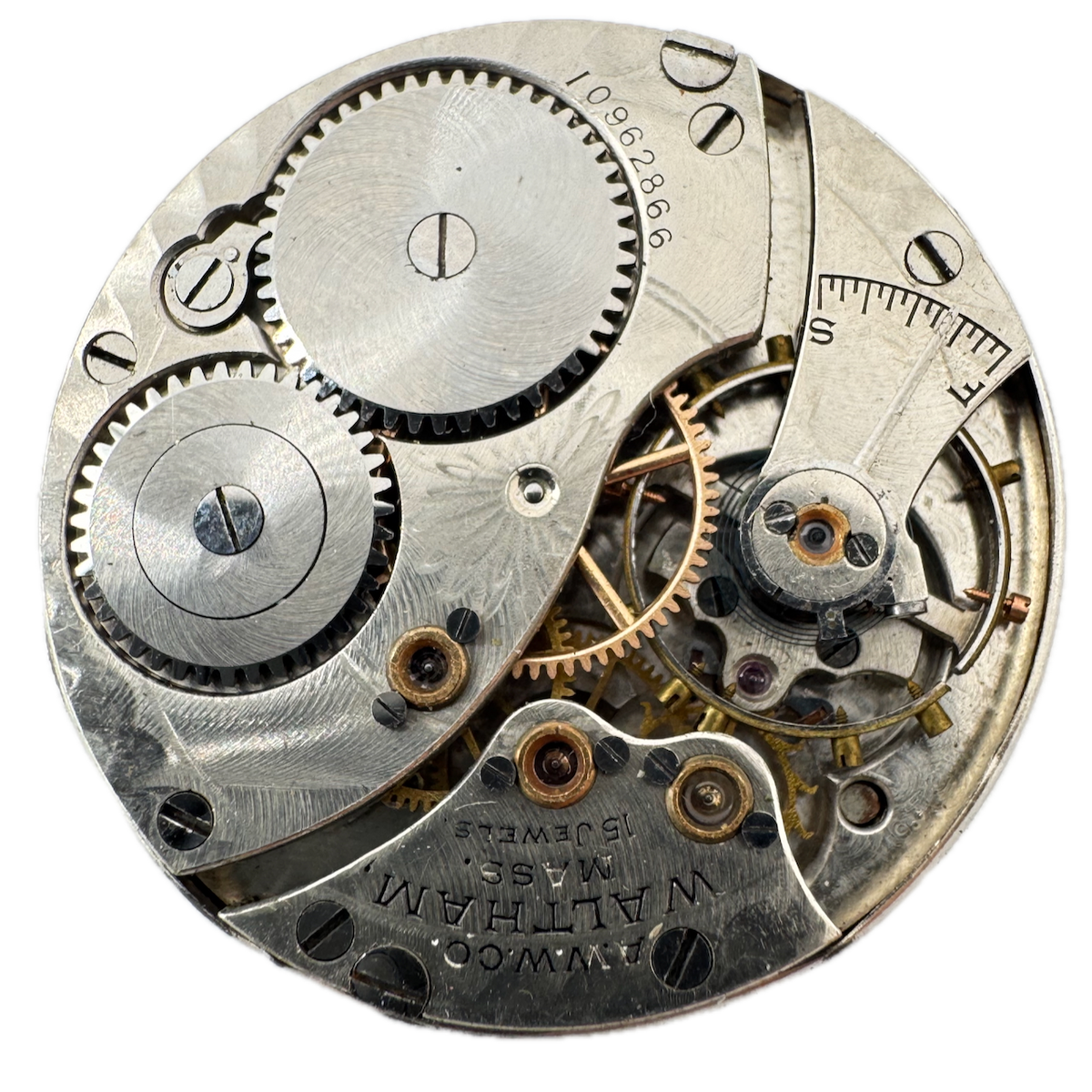 Antique 0s 1901 Waltham 15 Jewel Hunter Pocket Watch Movement Seaside USA
