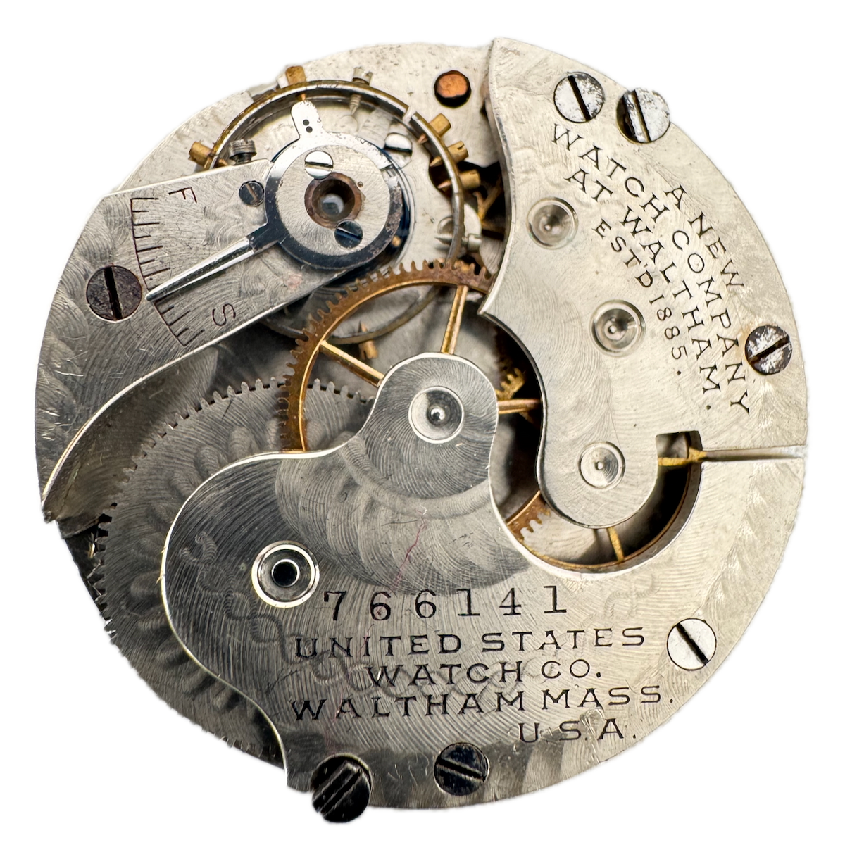 Antique 0s 1904 U.S. Watch Co. 7j Mechanical Hunter Pocket Watch Movement 176