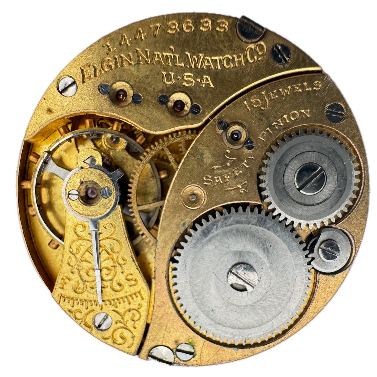 Antique 0s Elgin Multicolor 15j Mechanical Hunter Pocket Watch Movement 377