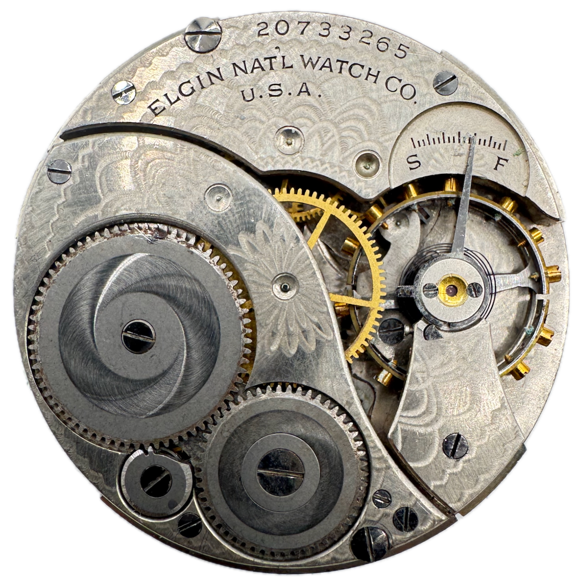 Antique 12s 1918 Elgin 7j Mechanical Open Face Pocket Watch Movement 303 USA