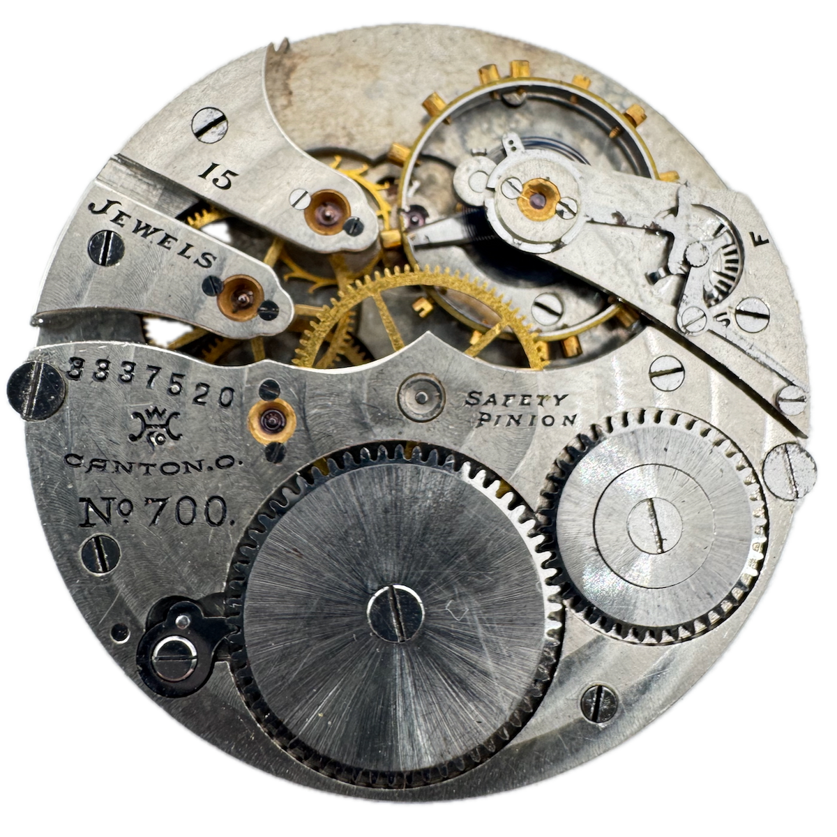 Antique 12s 1915 Hampden 15 Jewel Mechanical Pocket Watch Movement 700 USA