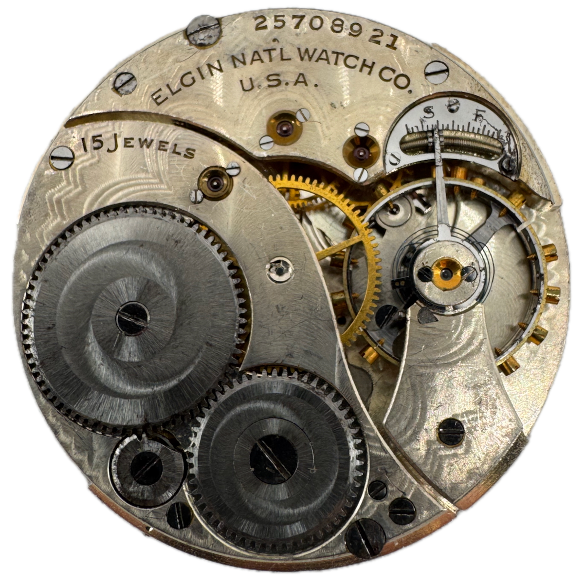 Antique 12s 1923 Elgin 15 Jewel Mechanical Pocket Watch Movement 315 USA