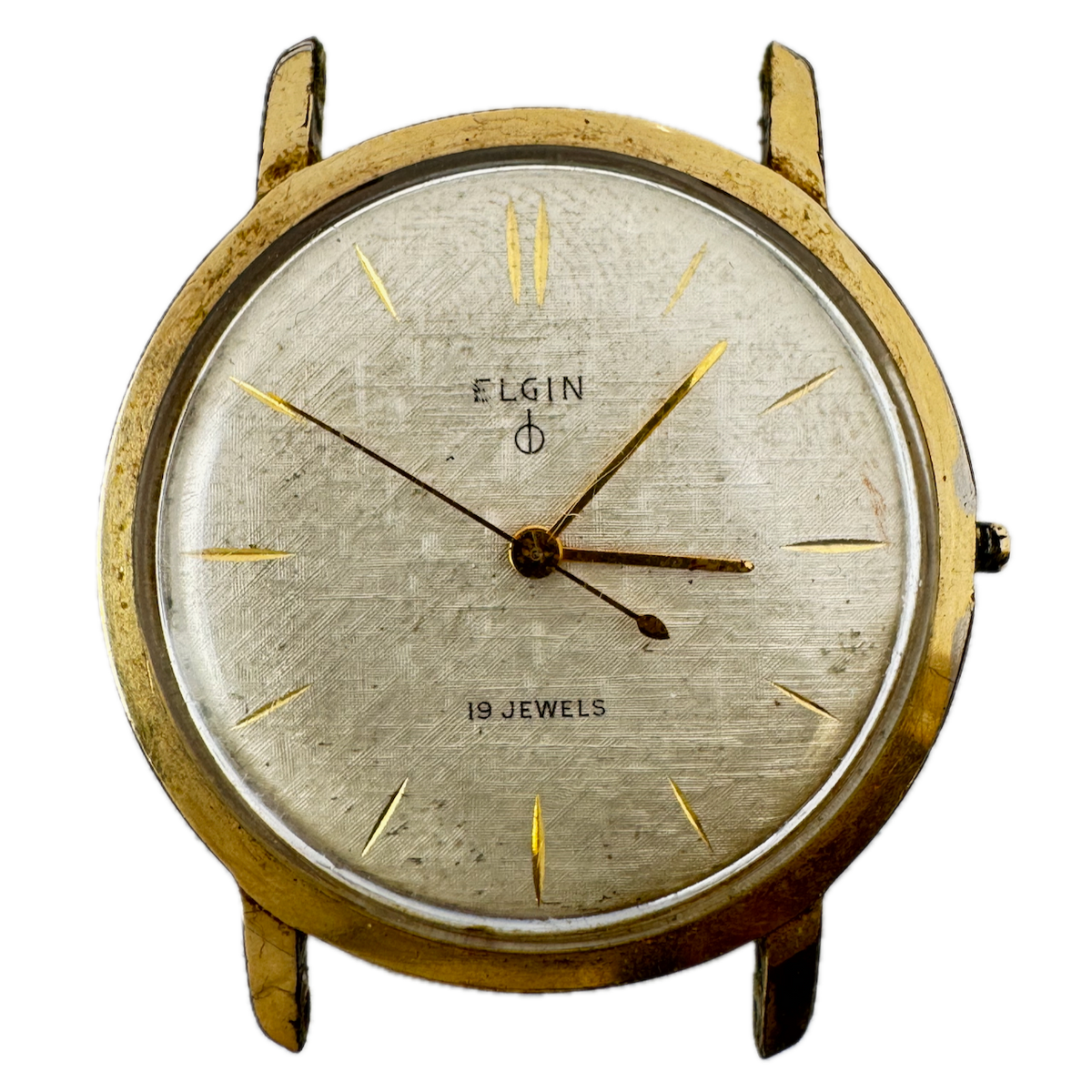 Vintage Elgin Linen Durapower Men's Mechanical Wristwatch Swiss Gold Tone