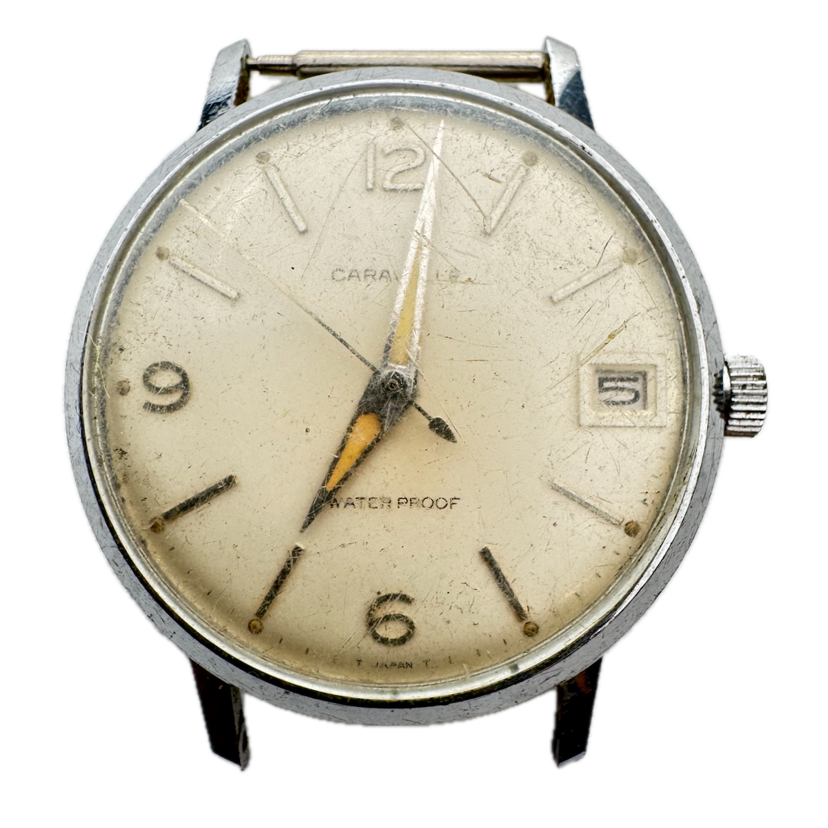 Vintage 1967 Caravelle Date Men's Mechanical Wristwatch Japan Steel & Chrome