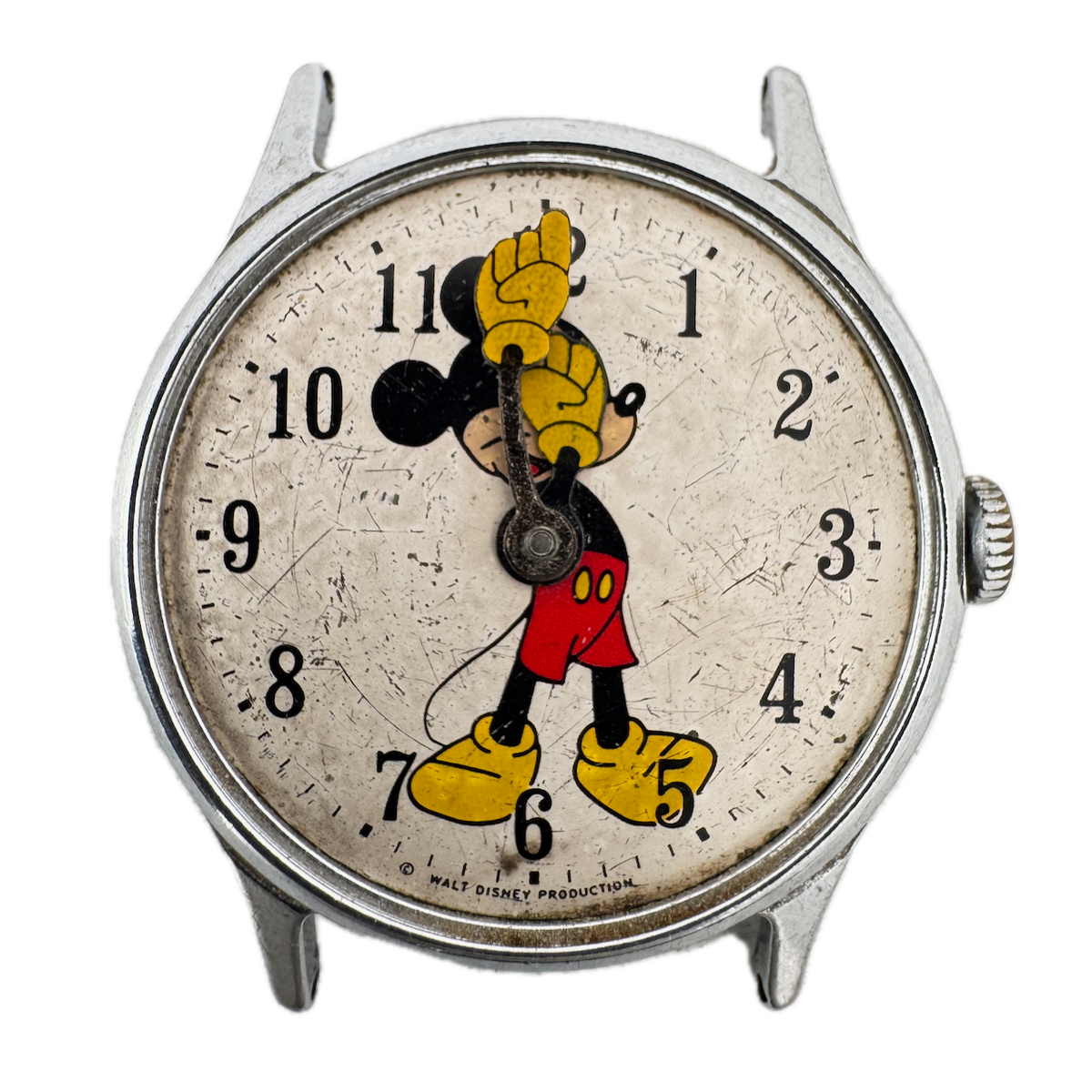 Vintage 32mm US Time Corporation Mickey Mouse Men's Mechanical Wristwatch