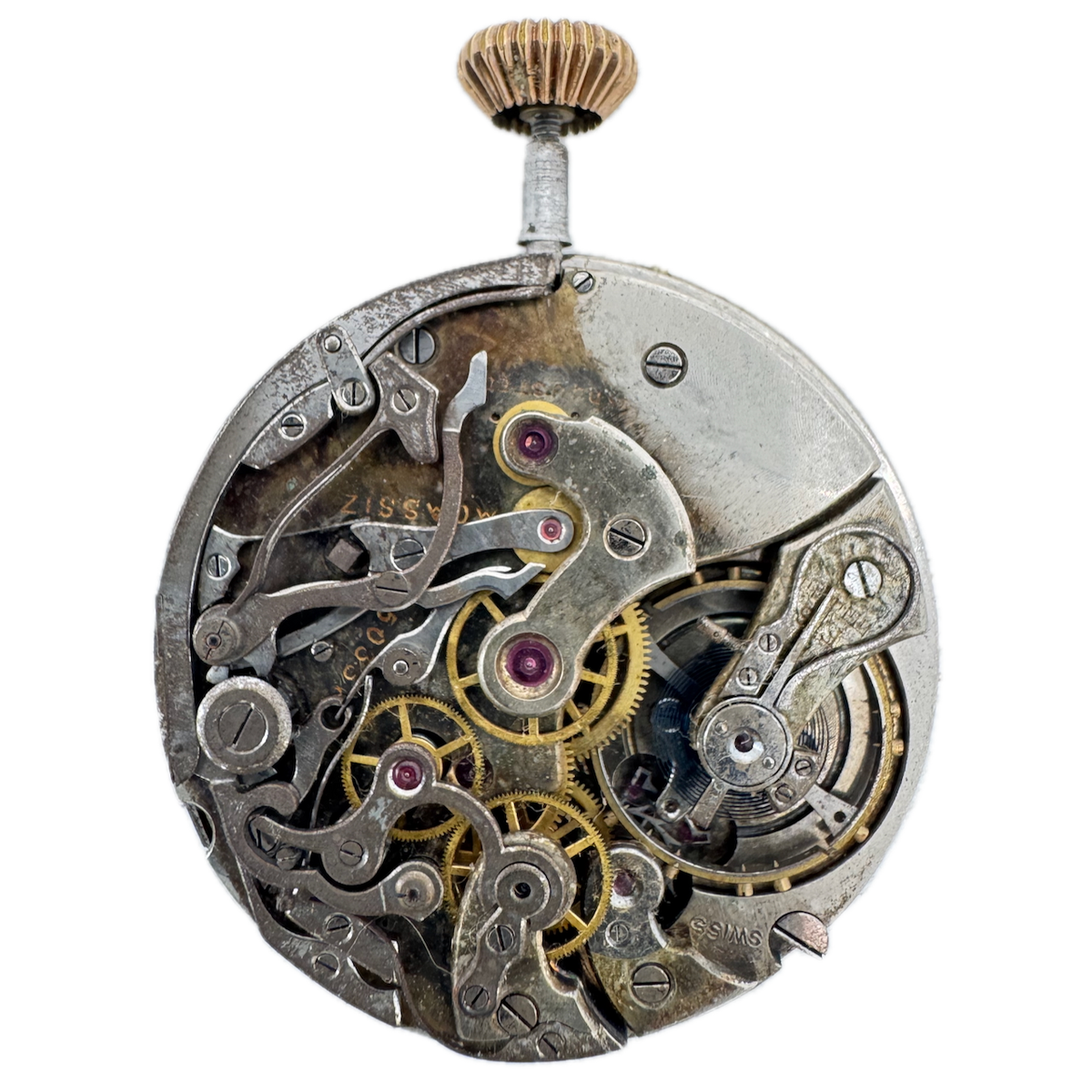 Antique 39.5mm Touchon Agassiz Chronograph Pocket Watch Movement Swiss Rare