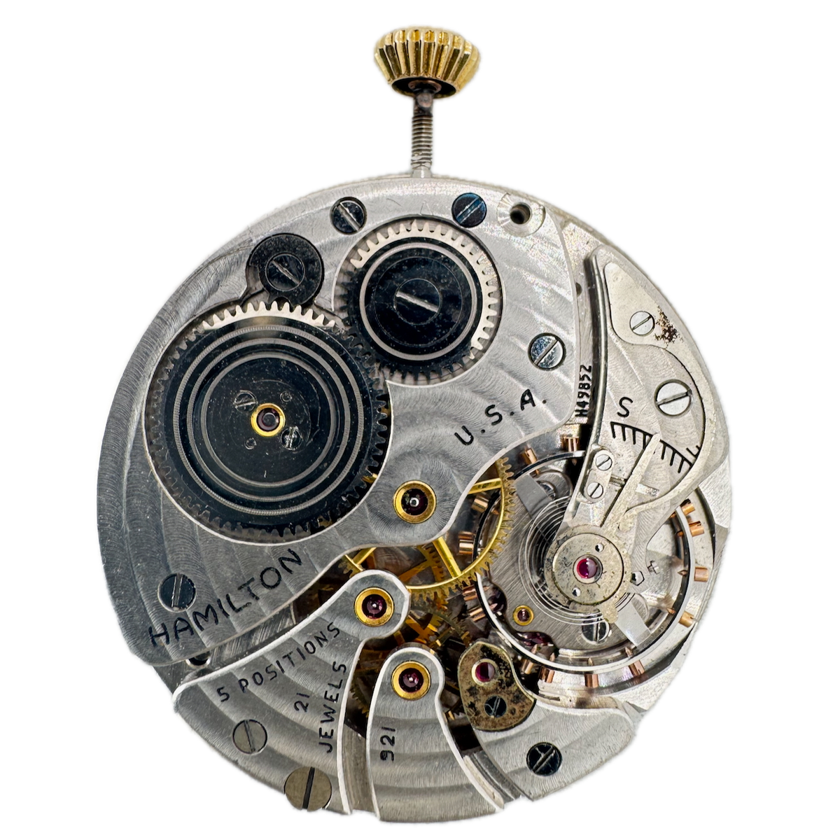 Vintage 12s 1953 Hamilton 21 Jewel Mechanical Pocket Watch Movement 921 USA