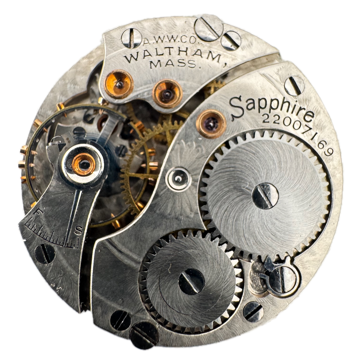 Antique 6/0s 1918 Waltham 15j Mechanical Pocket Watch Movement Sapphire USA