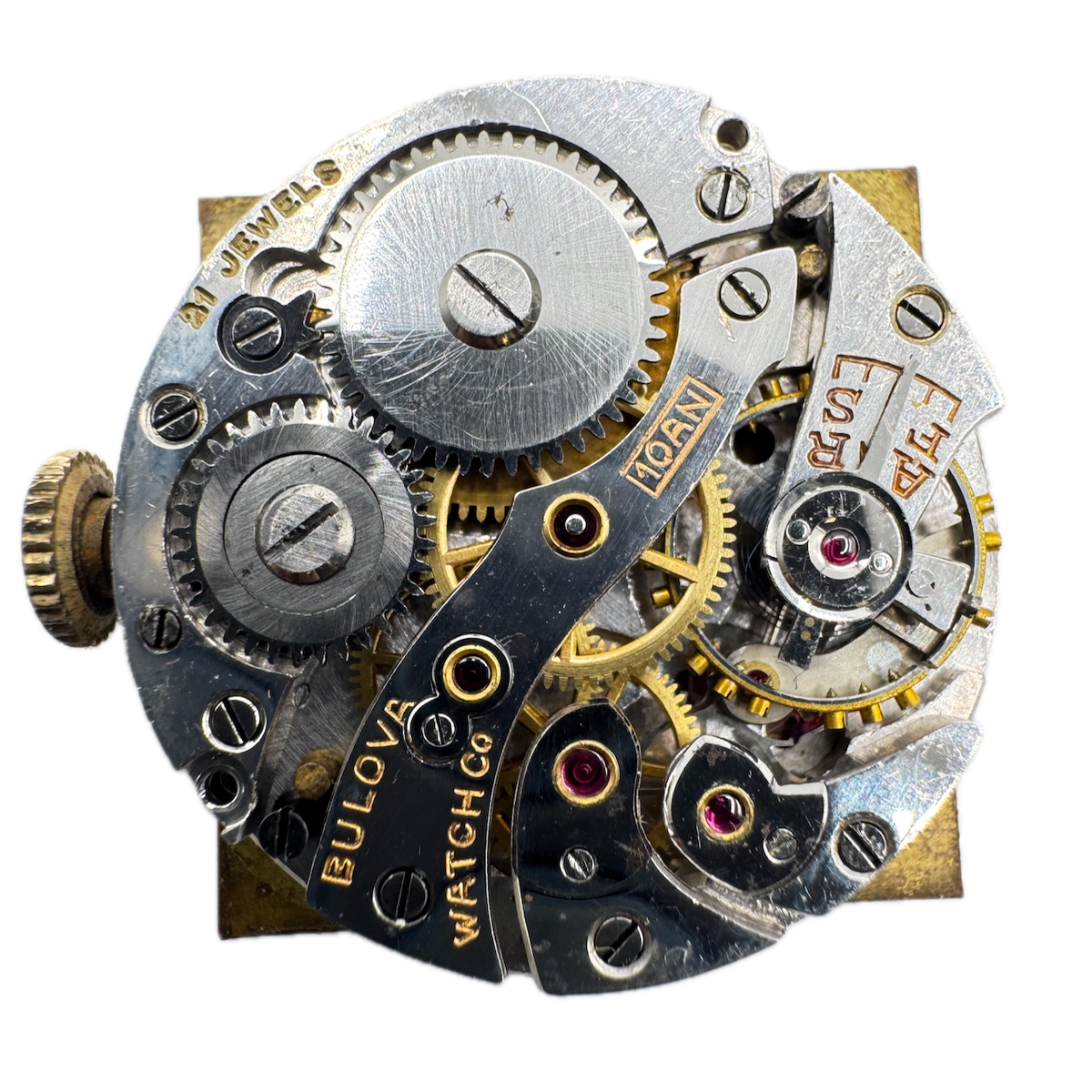 Vintage 23.5mm Bulova Diamond & Ruby Mechanical Men's Wristwatch Movement 10 AN