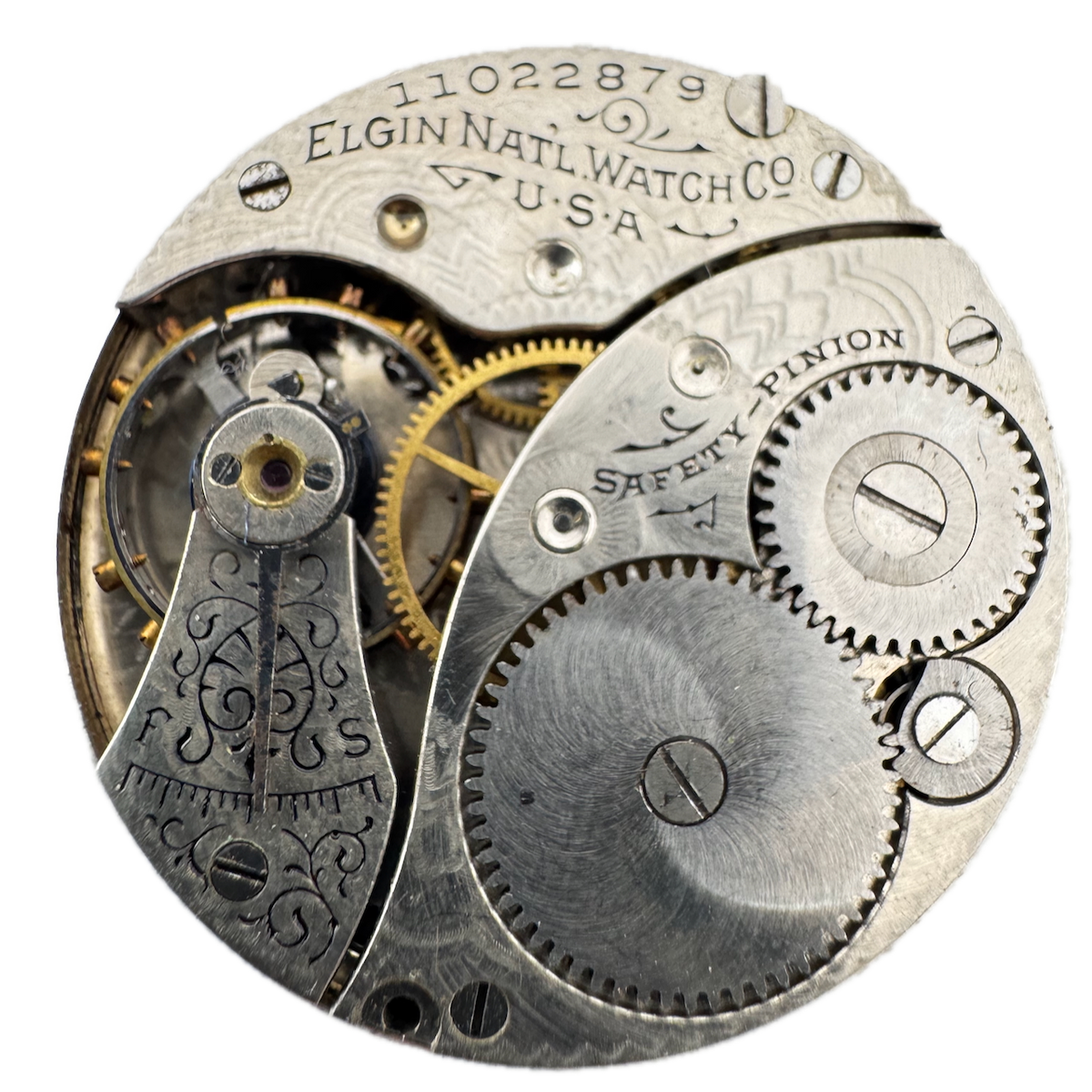 Antique 0s 1905 Elgin 7 Jewel Mechanical Hunter Pocket Watch Movement 320 USA