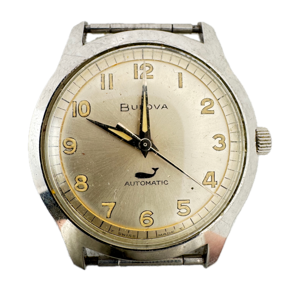 Vintage 32mm Bulova 2682 Sea King Men's Automatic Wristwatch 11ALAC Swiss Steel
