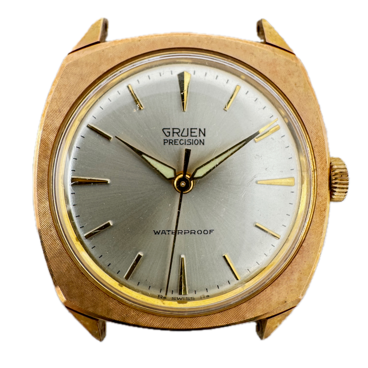 Vintage Gruen Salesman Men'sWristwatch Case for Mechanical 31mm Gold PlatedSwiss