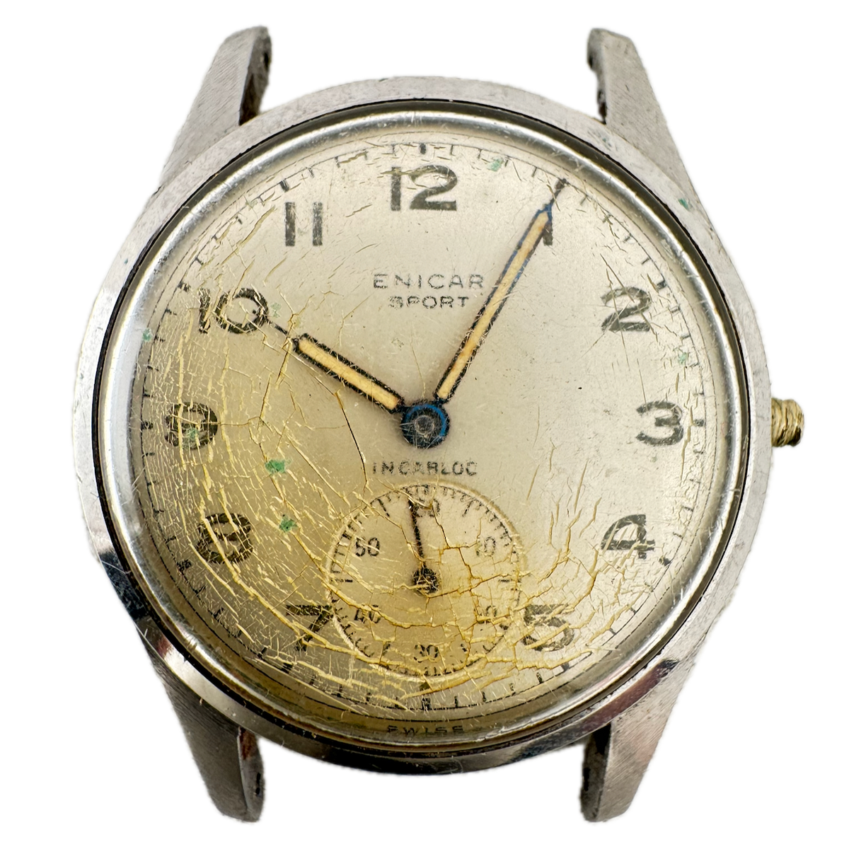 Vintage 33mm Enicar 17 Jewel Men's Mechanical Wristwatch Swiss Stainless Steel