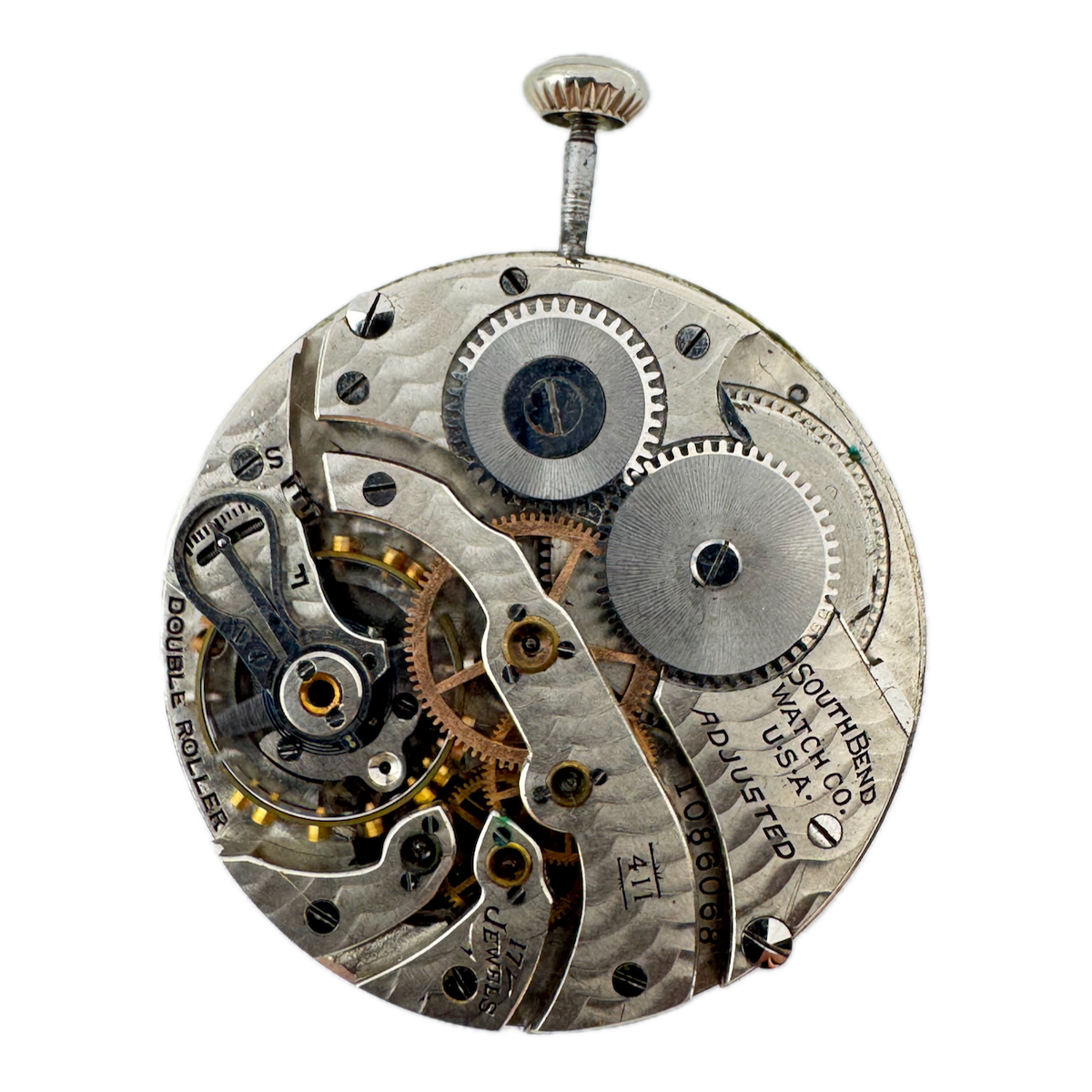 Antique 12s 1924 South Bend 17 Jewel Mechanical Pocket Watch Movement 411 USA