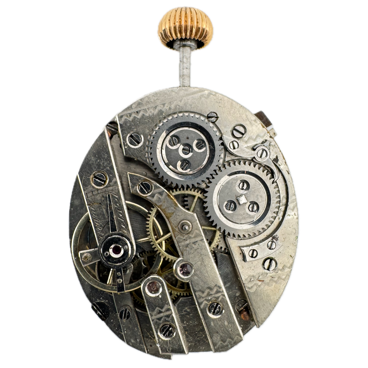Antique 31mm Fancy Dial Mechanical Pocket Watch Movement Rare Oval Shape