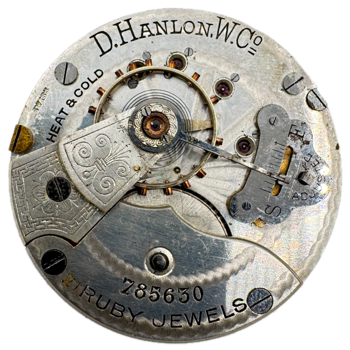 Antique 18s D. Hanlon 21 Jewel Mechanical Hunter Pocket Watch Movement Swiss