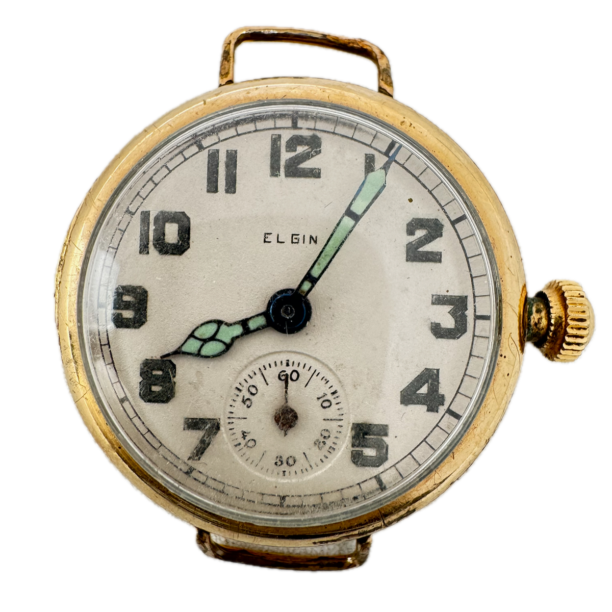 Vintage 33.5mm 1911 Elgin Wire Lug 7j Men's Mechanical Wristwatch 320 USA GF