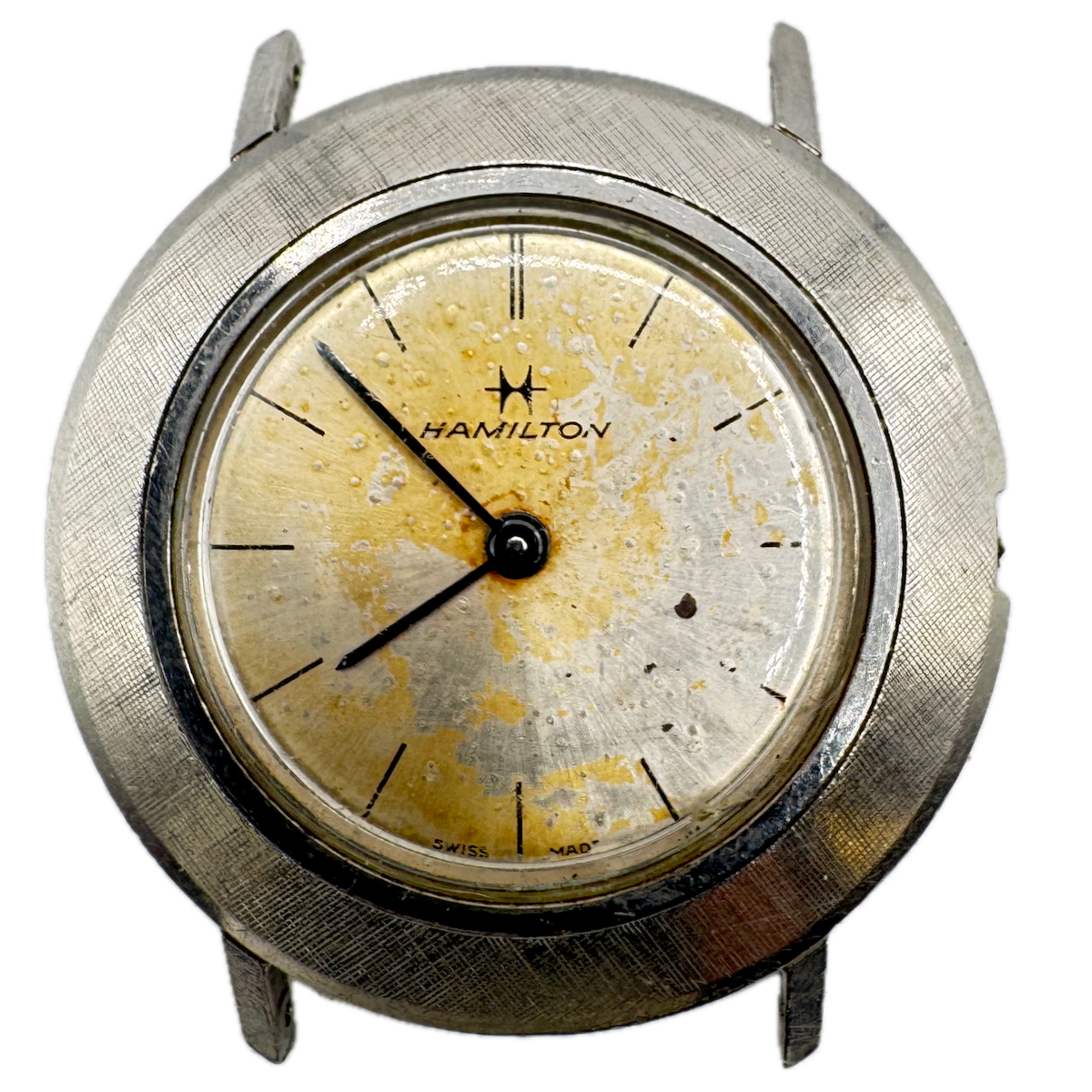 Vintage 34mm Hamilton Linen Bezel Men's Mechanical Wristwatch 53 Swiss Steel