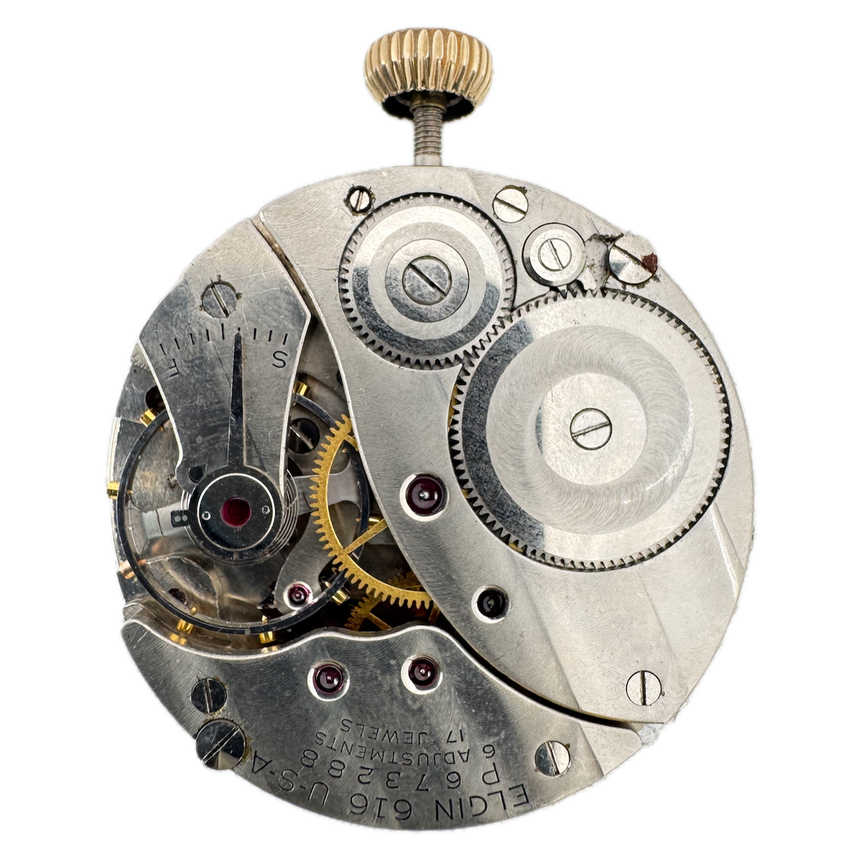 Vintage 16s 1951 Elgin 17 Jewel Mechanical Pocket Watch Movement 616 USA