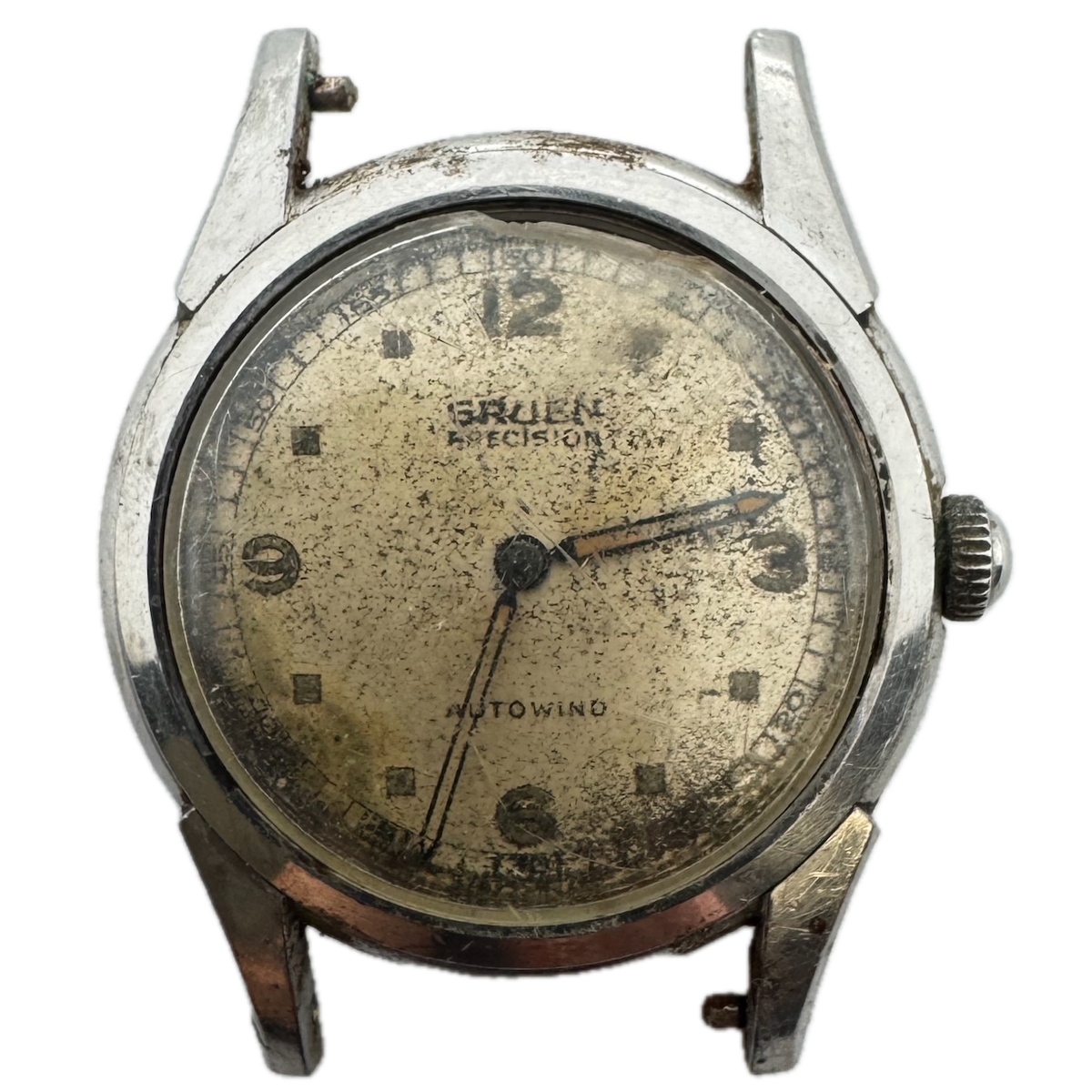 Vintage Gruen Precision Military Style Men's Bumper Automatic Wristwatch Steel