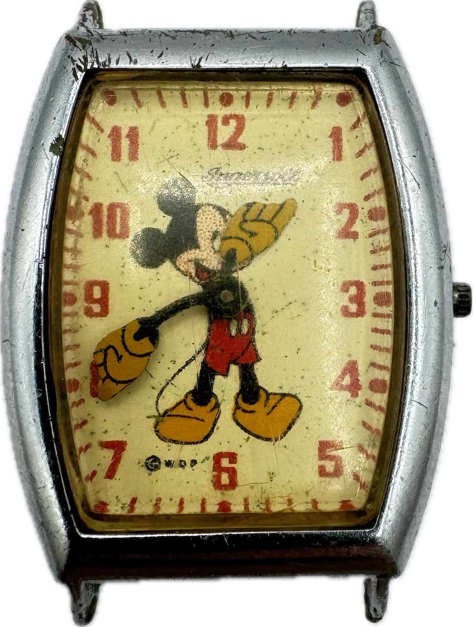 Vintage Ingersoll Men's Mechanical Wristwatch USA Chrome Plated Mickey Mouse