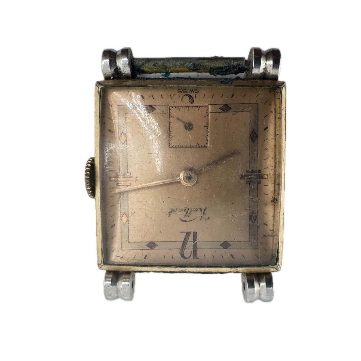 Vintage 25.5mm Kelbert Copper Dial Men's Mechanical Wristwatch Steel & 10k RGP