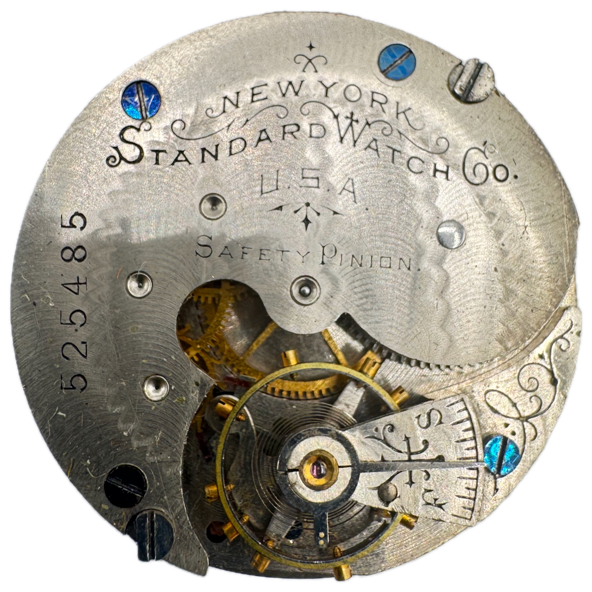 Antique 6s 1892 New York Standard 11 Jewel Pocket Watch Movement 48 USA