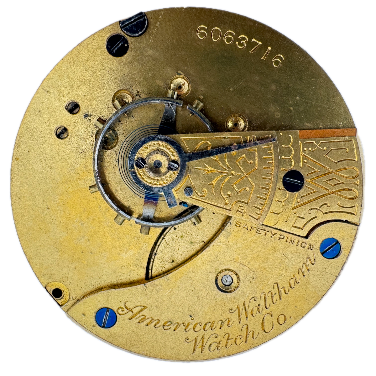 Antique 18s 1893 Waltham 7j Mechanical Hunter Pocket Watch Movement No. 1 USA