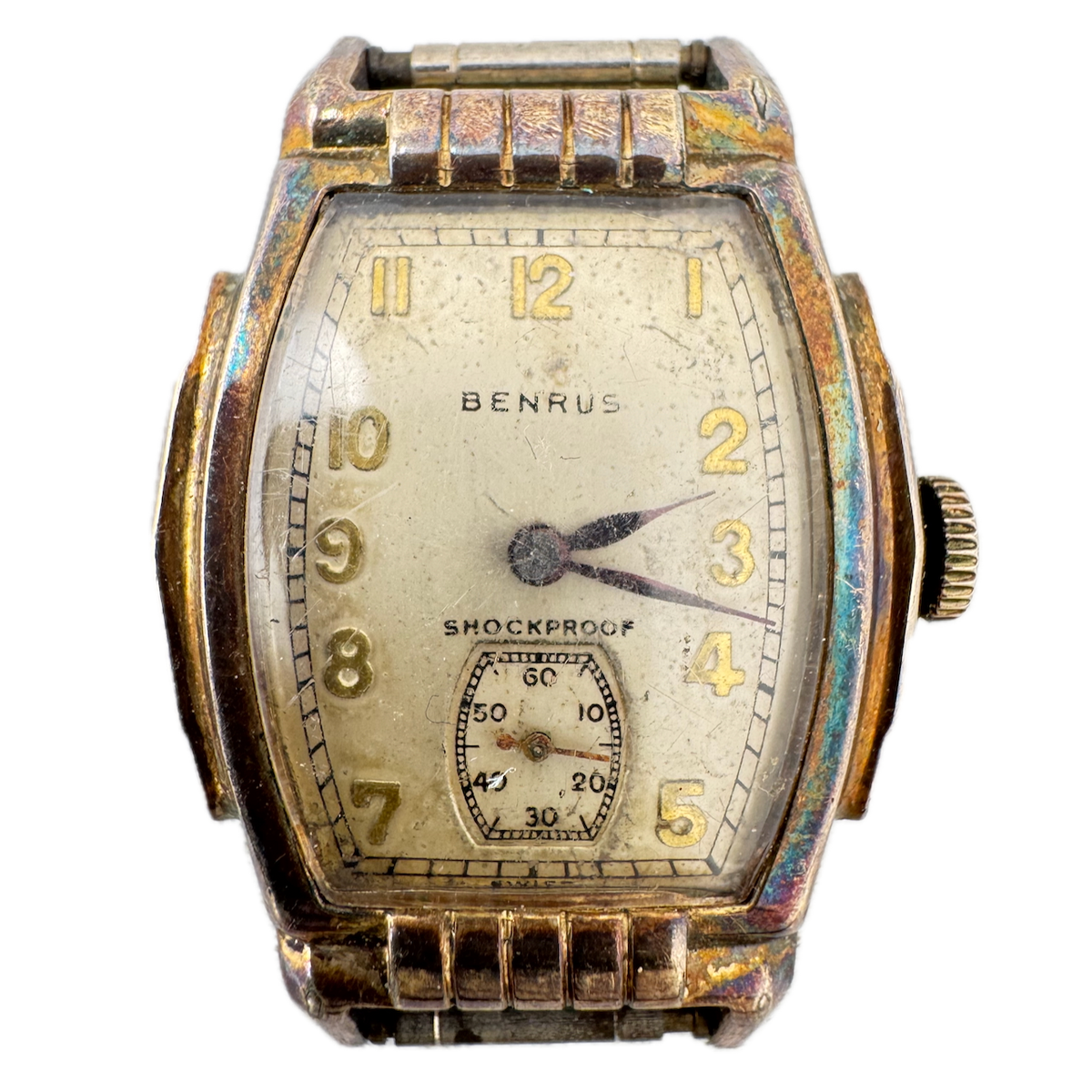 Vintage 27.5mm Benrus BB2 15j Men's Mechanical Wristwatch D99 Swiss Gold Tone