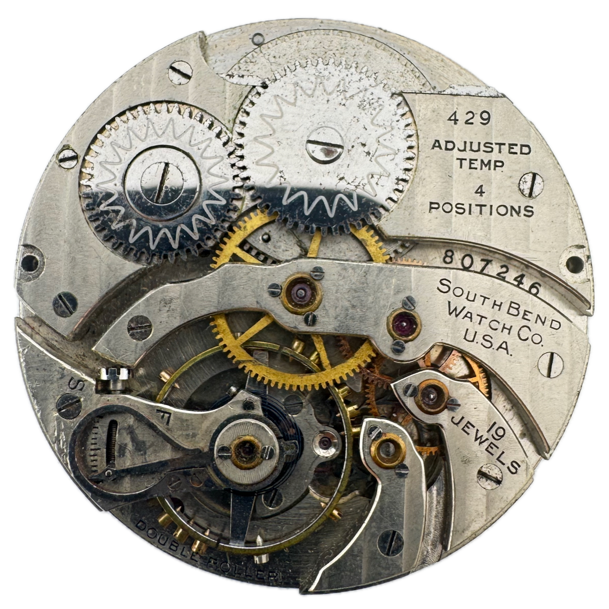 Antique 12s 1914 South Bend 19 Jewel Mechanical Pocket Watch Movement 429 USA